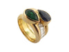 Ring 49 ring to you & me 49 in 18k yellow gold emerald sapphire and diamonds 58 Facettes 253447