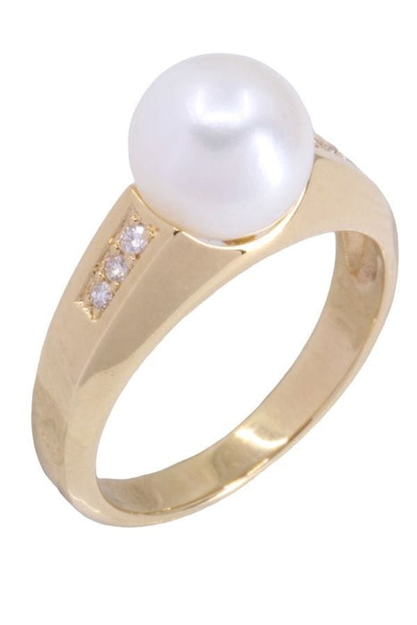 Bague 53 Bague Or jaune Perle Diamant 58 Facettes 081971