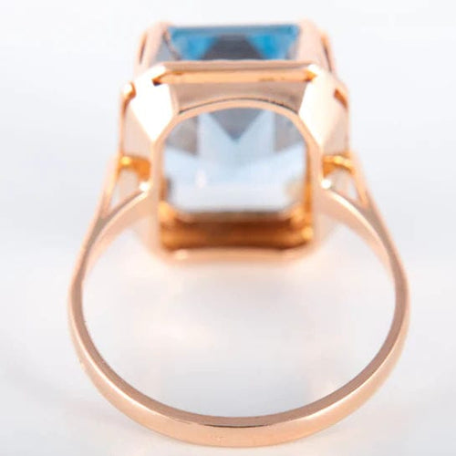 Bague Bague or jaune Topaze bleue rectangulaire 58 Facettes