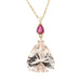 Ruby Morganite Diamond Necklace in Yellow Gold 58 Facettes 21-723