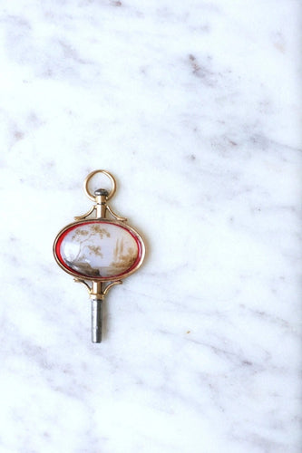 Pendentif Clef de montre paysage miniature sur verre 58 Facettes