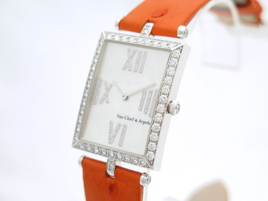 Montre montre van cleef lady arpels rectangle 34 m quartz or 18k diamants 58 Facettes 236381