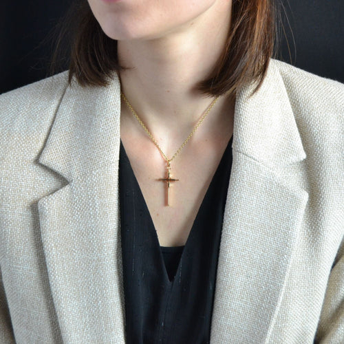 Pendentif Croix ajourée or rose 58 Facettes 15-220A