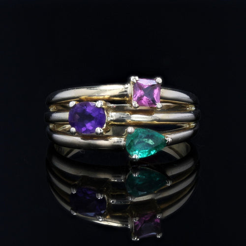 Bague 53 Bague améthyste tourmaline émeraude 58 Facettes 20-258