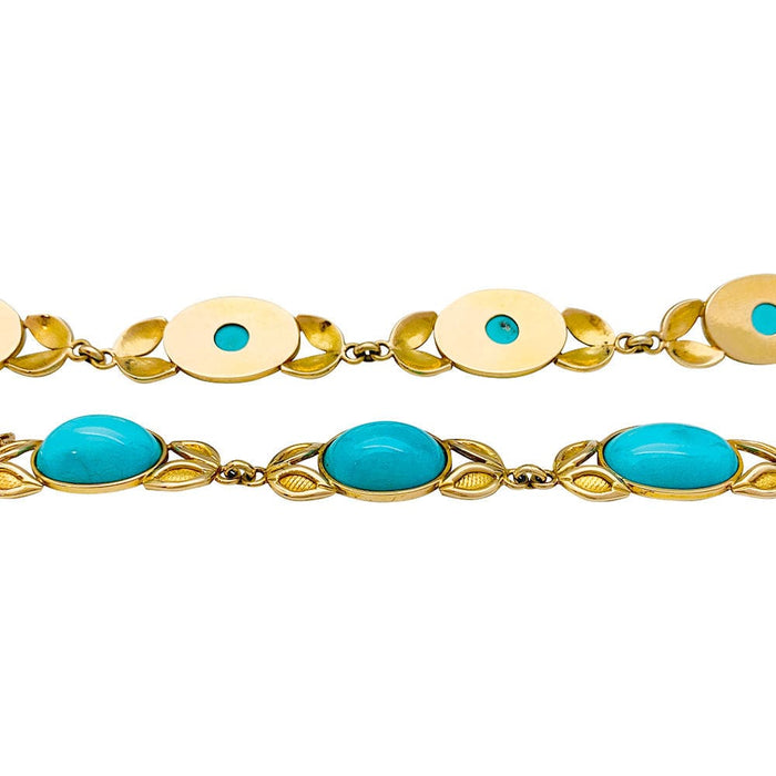 Collier Collier en or jaune décoré de turquoises. 58 Facettes 31468