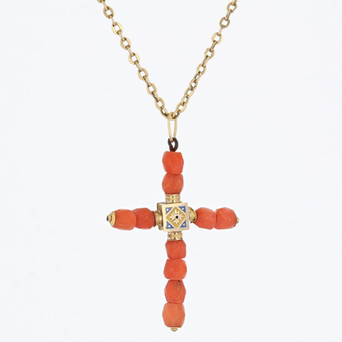 Pendentif Pendentif croix en perles de corail 58 Facettes 22-075