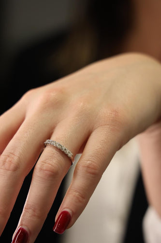 Bague 56 Bague Demi alliance Or blanc Diamant 58 Facettes 2225474CN