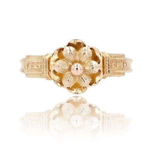 Bague 58 Bague ancienne fleur or rose 58 Facettes 22-503