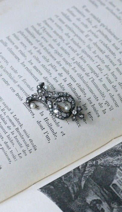 Broche Broche ancienne diamants et perles 58 Facettes