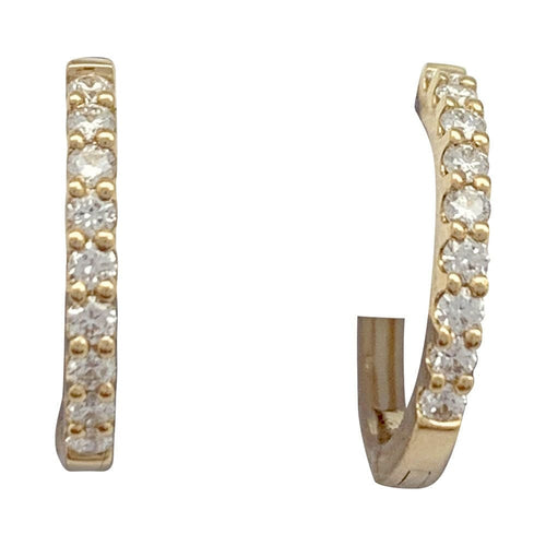 Boucles d'oreilles Paire de petites créoles en or jaune, diamants. 58 Facettes 32671