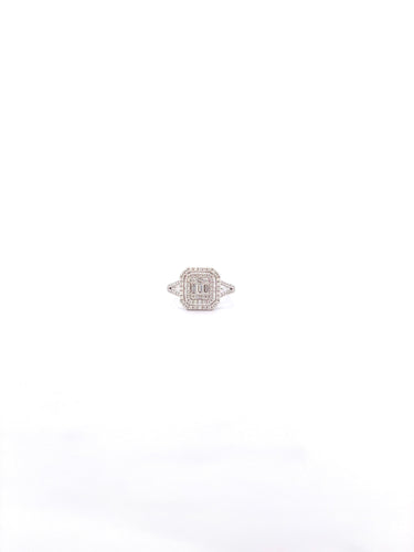 Bague 55 Bague Princesse or blanc diamants 58 Facettes