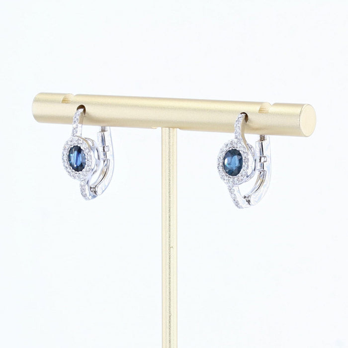 Boucles d'oreilles Boucles d'oreilles or blanc saphirs diamants 58 Facettes 21-510