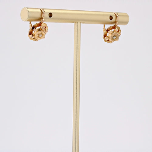 Boucles d'oreilles Dormeuses anciennes or rose demi perles fines serti étoilé 58 Facettes 19-187A