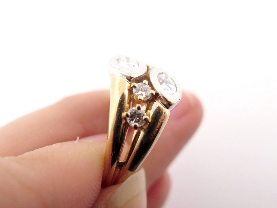 Bague 59 bague jonc anneau diamants et or jaune 18k marquise 0.9ct 58 Facettes 256458