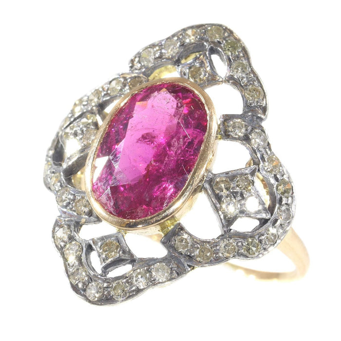 Bague 56 Bague en diamant avec rubelite 58 Facettes 20296-0351