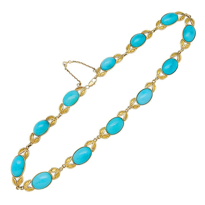 Collier Collier en or jaune décoré de turquoises. 58 Facettes 31468