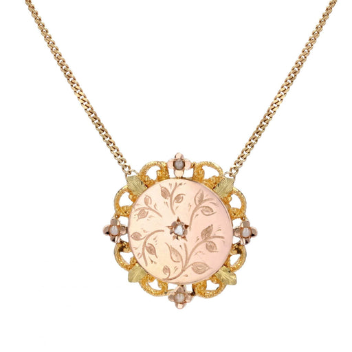 Necklace Ancient medallion necklace pearl diamonds 58 Facettes CVCO17