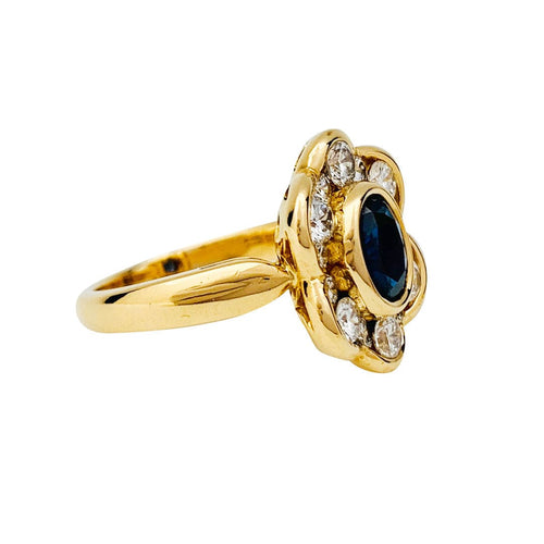 Bague 55 Bague fleur en or jaune, saphir et diamants. 58 Facettes 32194