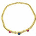 Bulgari Necklace 1970' Ruby Diamond and Sapphire Curb Link Necklace 58 Facettes