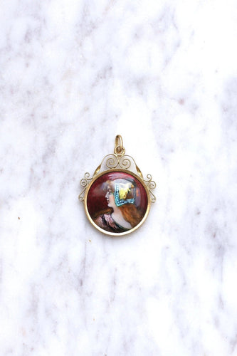 Pendentif Pendentif vintage émail de Limoges en or jaune 58 Facettes