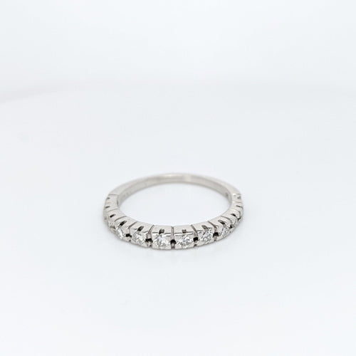 Bague Demi-alliance en or blanc et diamants 58 Facettes 21566