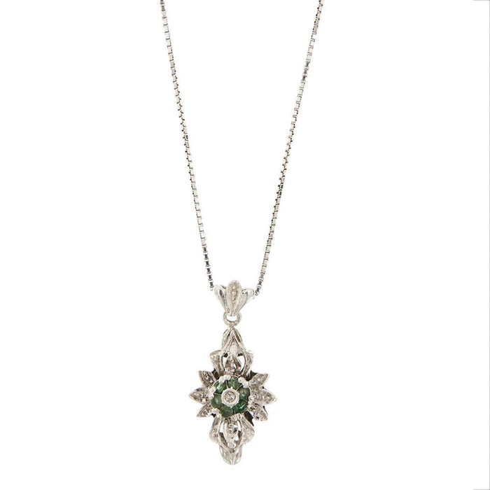Collier Collier pendentif croix émeraude diamants 58 Facettes 31757