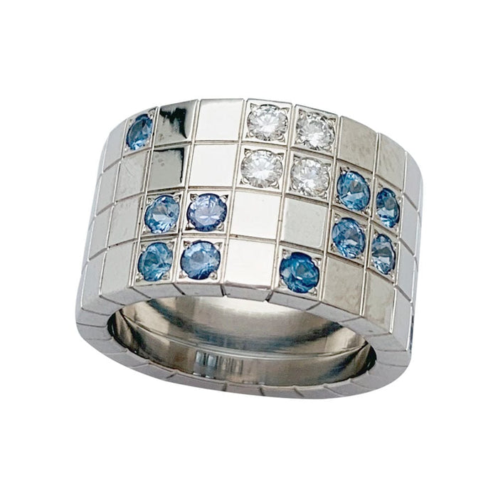 Bague 52 Bague Cartier "Lanière" en or blanc, diamants et saphirs. 58 Facettes 31142