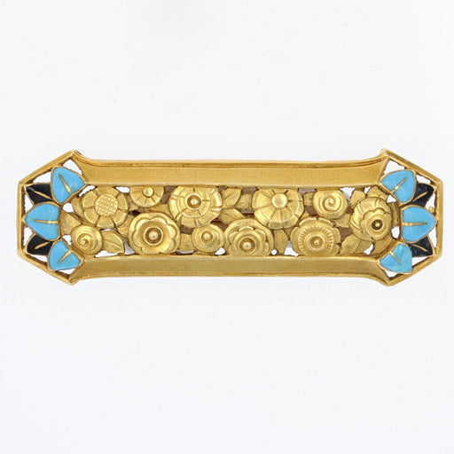 Broche Broche ancienne art nouveau roses en or et émail 58 Facettes 21-778