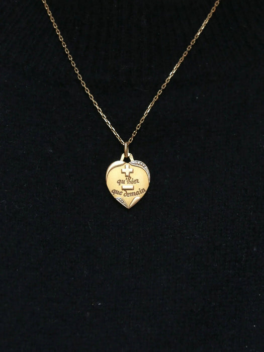 Pendentif AUGIS - Médaille Amour "La sentimentale" 2 Ors 58 Facettes J245