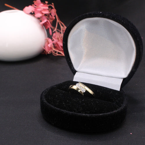 Bague 54 Bague Or jaune trilogie de Diamants 58 Facettes