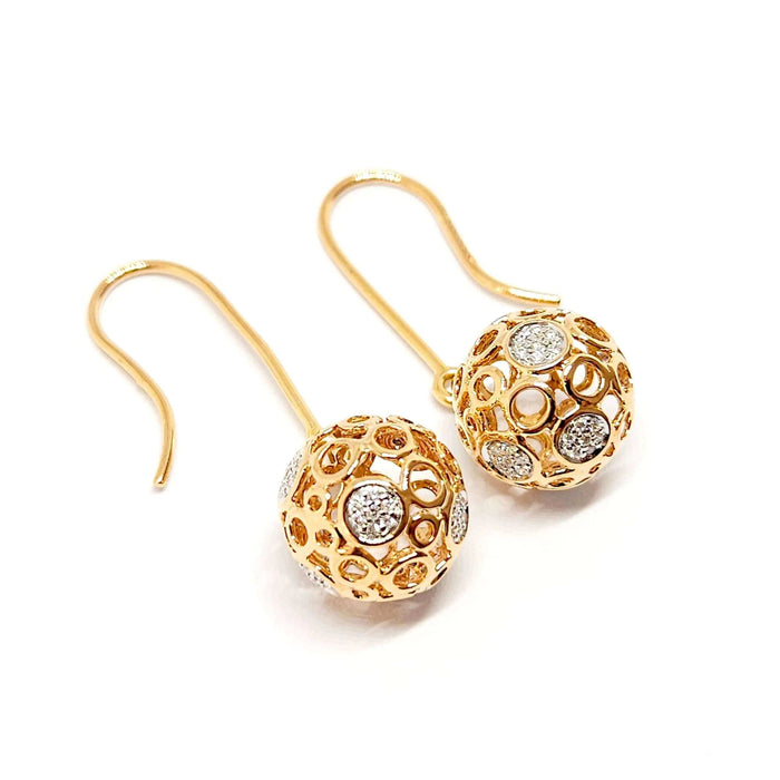 Boucles d'oreilles Boucles d'oreilles boules diamants or rose 58 Facettes