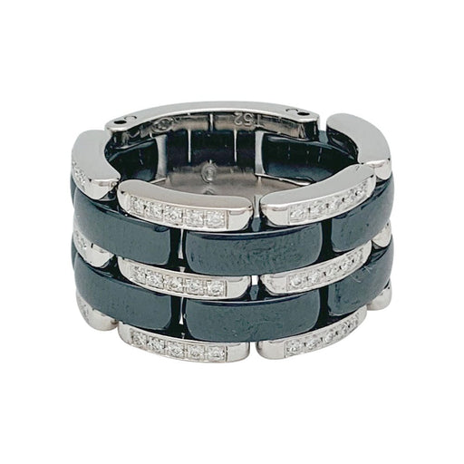 Ring 52 Chanel ring, "Ultra" model, in white gold, black ceramic and diamonds. 58 Facettes 31664
