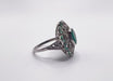 Ring Art deco style ring in platinum with emeralds and diamonds 58 Facettes