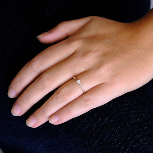 Bague 54 Bague Solitaire Diamant 0.08ct 58 Facettes EL2-44