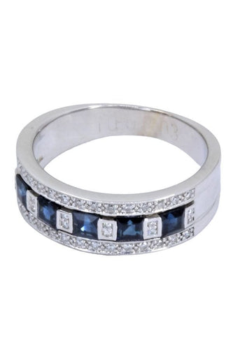 Bague BAGUE MODERNE SAPHIRS ET DIAMANTS 58 Facettes 058721