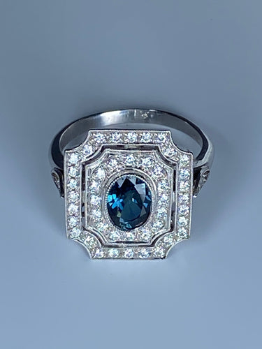 Bague Bague Art Deco en Or jaune, diamants et saphir 58 Facettes