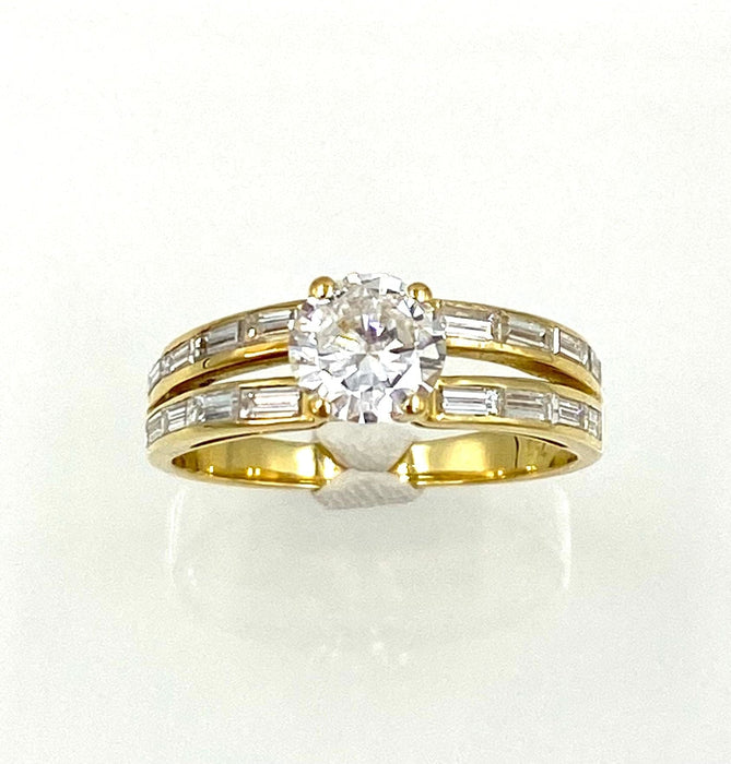 Bague Bague or jaune 18K et diamants 0.91ct 58 Facettes