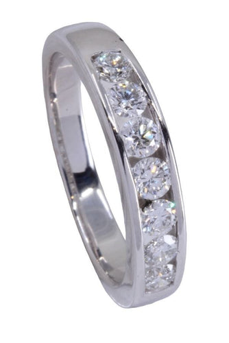 Bague 56 Bague demi-alliance Or blanc Diamant 58 Facettes 077621