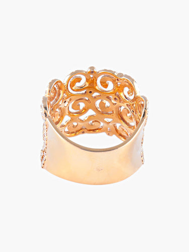 Bague 52 Bague large Diamants Or jaune 58 Facettes