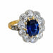 Ring 50 Daisy ring Yellow gold Platinum Sapphire Diamonds 58 Facettes TBU