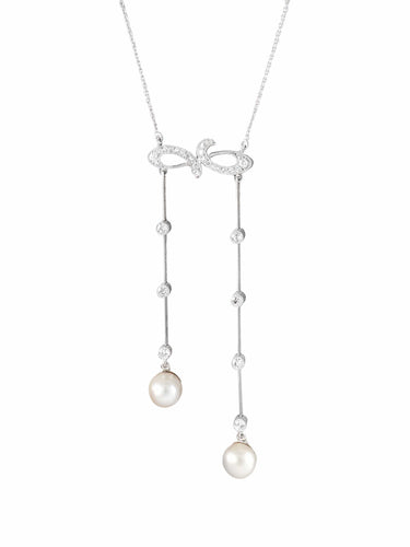 Collier Collier Négligé Perles et Diamants 58 Facettes