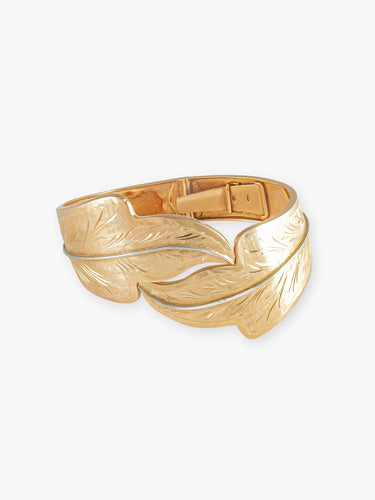 Bracelet Bracelet Rigide, Grandes Feuilles, Or Jaune 58 Facettes