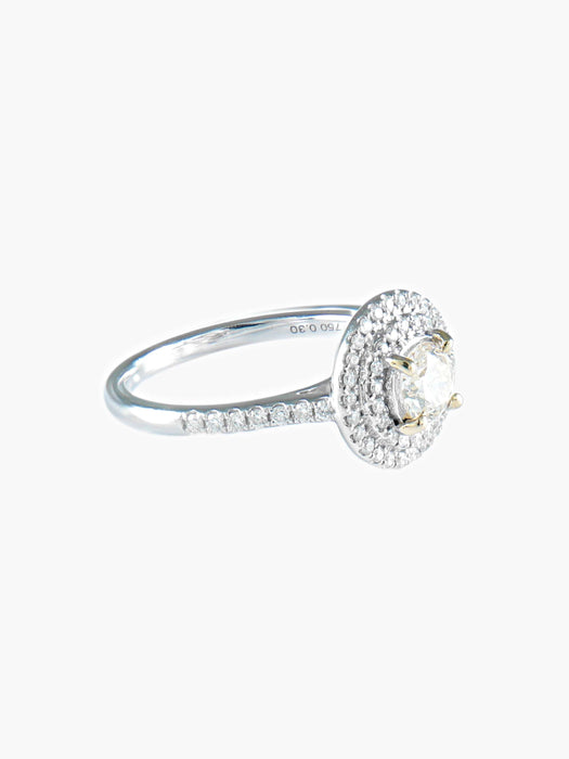 Bague 52 Bague double cercle diamants en or blanc 58 Facettes