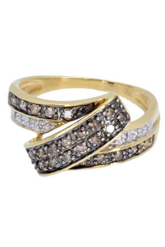 BAGUE MODERNE DIAMANTS CHAMPAGNE ET BLANCS 58 Facettes 060431