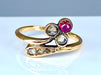Ring 58 Ring Yellow gold Diamonds Red stone 58 Facettes AB279