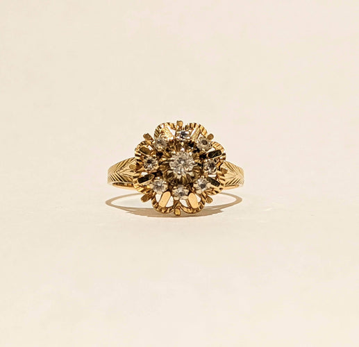 Bague Bague fleur en or et pierres blanches 58 Facettes