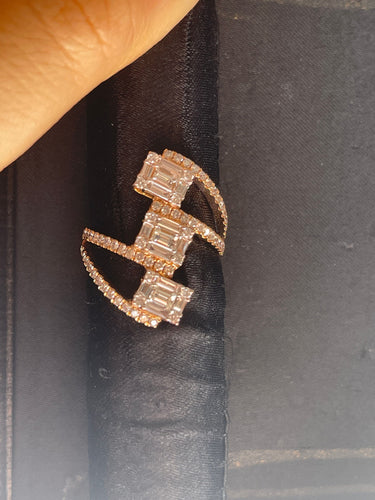 Bague 54 Bague princesse or rose Diamants 58 Facettes