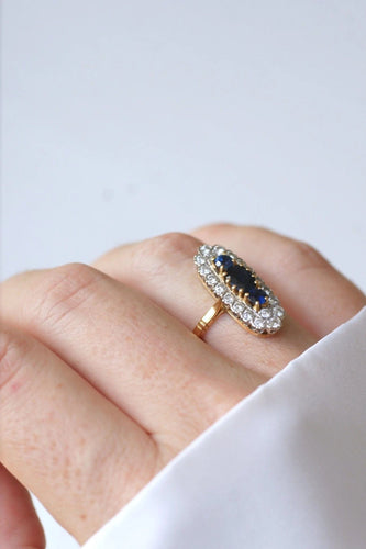 Bague Bague Marquise Vintage diamants et saphirs 58 Facettes