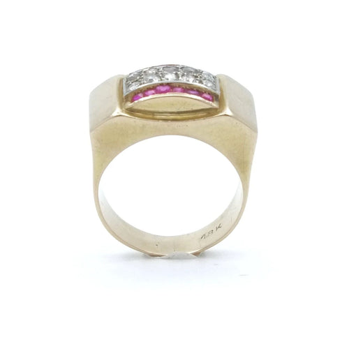 Bague 56.5 Bague tank arcade 2 Ors Diamants Rubis 58 Facettes REF2219