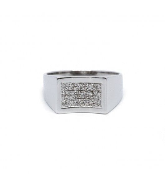 Bague 55 / Blanc/Gris / Or 750 Bague pavage Diamants 58 Facettes 210037R